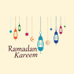 Fototapeta na wymiar Hanging Islamic Lantern Decorative Ramadan Kareem Background
