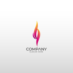 Fire flame logo abstract design elegant fashion jewelry template. Premium Vector
