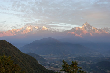 Early morning light on the Annapurna Mountains.