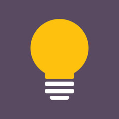 Light bulb icon. Symbol of idea. Solution and thinking concept simple illustration. Electric lamp flat style design.