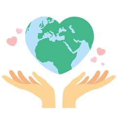 ハート型の地球を掲げる手