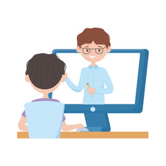 School boy computer and teacher vector design