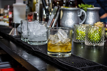 Preparing whisky on the rocks