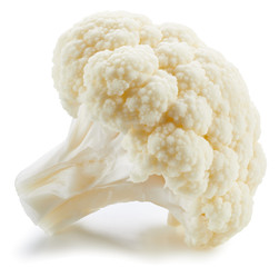 Organic cauliflower with clipping path isolated on a white background