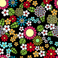 colorful symmetric flowers seamless pattern 