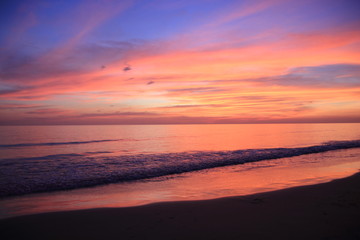 Naklejka na ściany i meble Sea or beach on twilight sky and on the sunset for background.