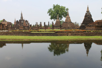 Fototapeta na wymiar Wat Mahathat Temple in Sukhothai historical park.