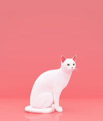 Cat on pastel color background,minimal style conceptual background,3d rendering