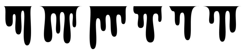 Black melt drips or liquid sauce drops. Black liquid or melted chocolate drips, current paint.