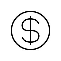 Obraz premium dollar money symbol for icon, simple usa dollar currency linear, dollar coin symbol with line thin style, circle dollar line for icon ux ui website or mobile application, isolated on white
