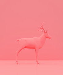 Reindeer on pastel color background,minimal style conceptual background,3d rendering