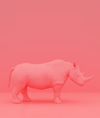 rhinoceros on pastel color background,minimal style conceptual background,3d rendering