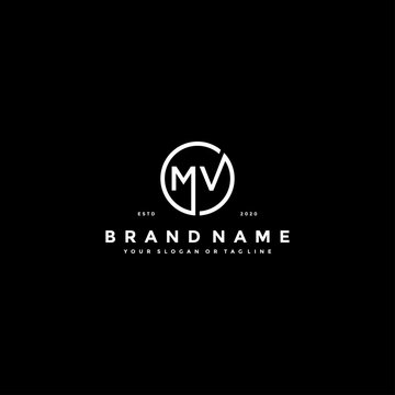 letter MV logo design vector