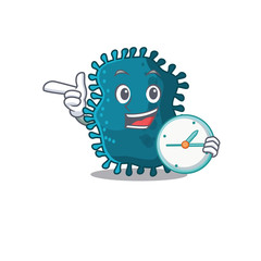 Clostridium mascot design concept smiling with clock