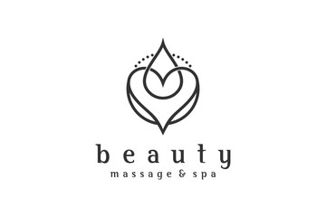 Beauty wellness care logo design, massage spa scrub clinic icon symbol. - obrazy, fototapety, plakaty