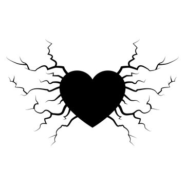 hand drawn cracked love heart. doodle break heart. vector icon illustration