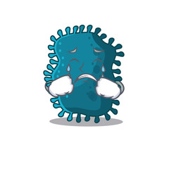 Cartoon character design of clostridium with a crying face