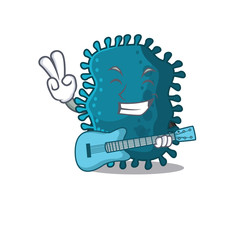 Talented musician of clostridium cartoon design playing a guitar