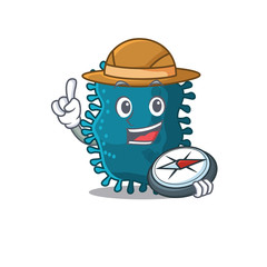 mascot design concept of clostridium explorer with a compass