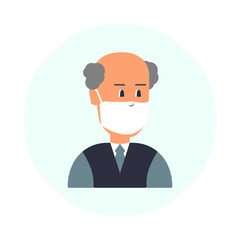 abuelo con mascarilla para prevenir enfermedades respiratorias, métodos de prevención mas usadas, quédate en casa, persona con mascarilla, cubre bocas