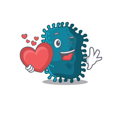 A sweet clostridium cartoon character style with a heart