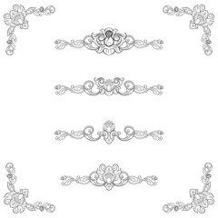 Classic Vitage Wedding Vector Ornaments frames Separator elements for Classic Vintage Wedding Invitation