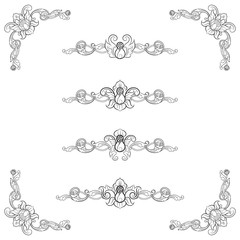 Classic Vitage Wedding Vector Ornaments frames Separator elements for Classic Vintage Wedding Invitation