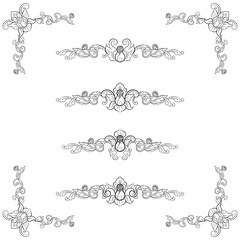 Classic Vitage Wedding Vector Ornaments frames Separator elements for Classic Vintage Wedding Invitation