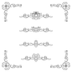 Classic Vitage Wedding Vector Ornaments frames Separator elements for Classic Vintage Wedding Invitation