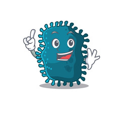 Clostridium mascot character design with one finger gesture