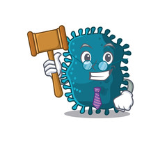 A humble judge of clostridium cartoon character design wearing glasses