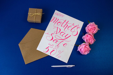 Card, banner, pattern for a discount of 50 percent for mother day