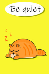 cartoon design with cat sleep on yellow background