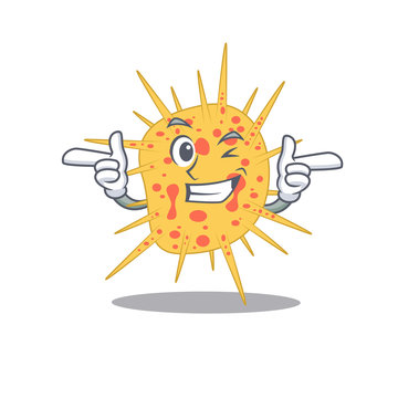 Cartoon design concept of mycobacterium kansasii with funny wink eye