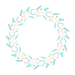 Health care icones vector round frame on a white background