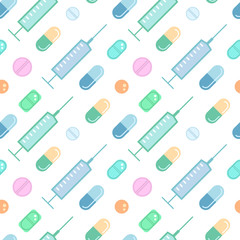 Health care icones vector seamless pattern. Vector medicine illustration background.