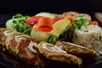 Food on black background