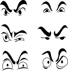 Cartoon eyes with different expressions looking. Angry eye icon. Vector illustration