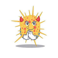 Mycobacterium kansasii dressed as devil cartoon character design style