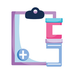 Isolated medical history and medicine jars vector design