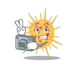 Mycobacterium kansasii mascot design as a professional photographer working with camera