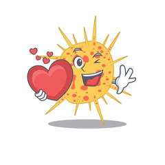 A sweet mycobacterium kansasii cartoon character style with a heart