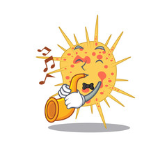 Talented musician of mycobacterium kansasii cartoon design playing a trumpet