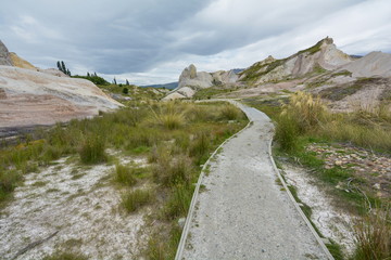 Walk among the rocks at Blue lake, New Zealand