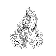 Fototapeta na wymiar Illustration beautiful girl with floral