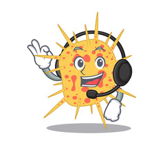 A gorgeous mycobacterium kansasii mascot character concept wearing headphone