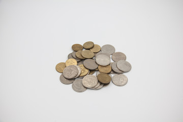 coins on white background