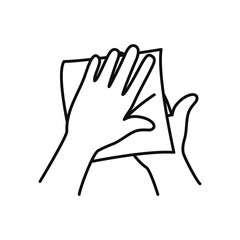 hands with dryer paper icon, line style