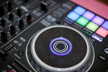 Fototapeta premium Close-up sound control dj sound console