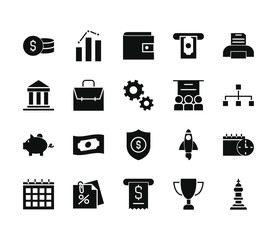 gear wheels, economy and finance icon set, silhouette style